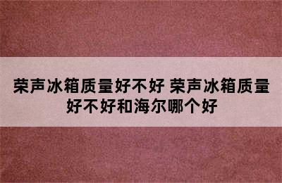 荣声冰箱质量好不好 荣声冰箱质量好不好和海尔哪个好